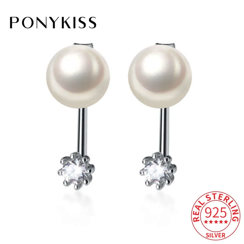 

Серьги-гвоздики женские из серебра 925 пробы с жемчугом и цирконием