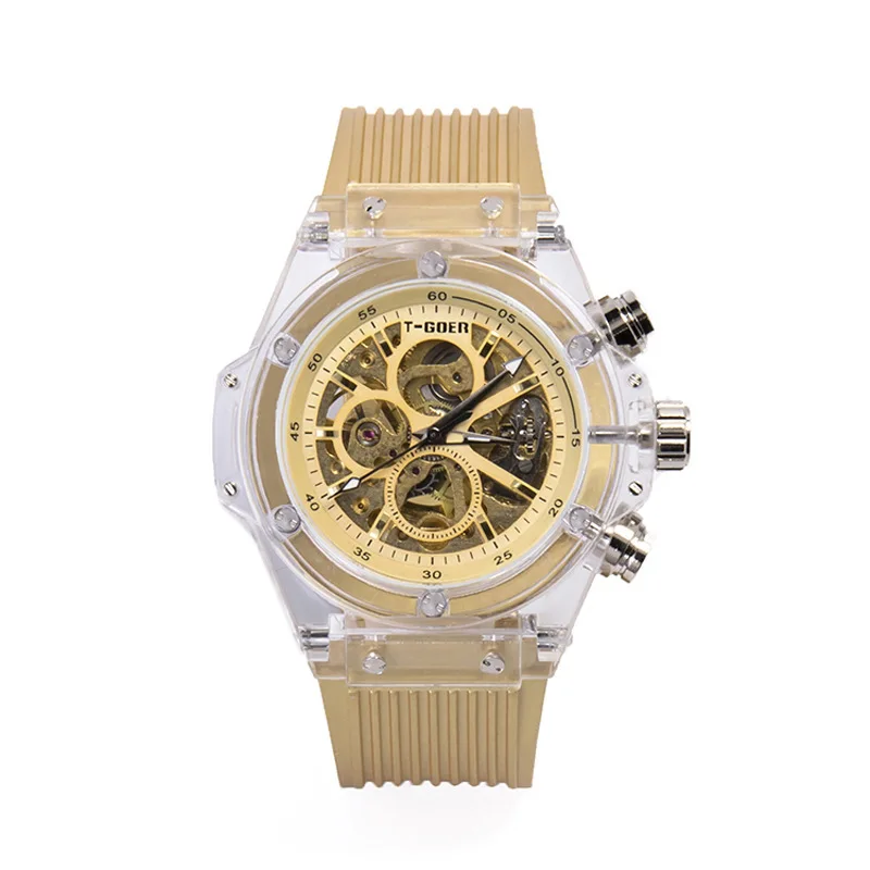 Прозрачные Спортивные часы для влюбленных мужчин и женщин автоматические полые