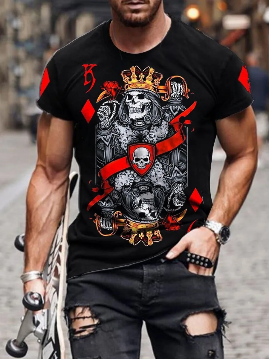

2021 new summer personality T-shirt 3D skull print men's T-shirt loose breathable top short-sleeved T-shirt
