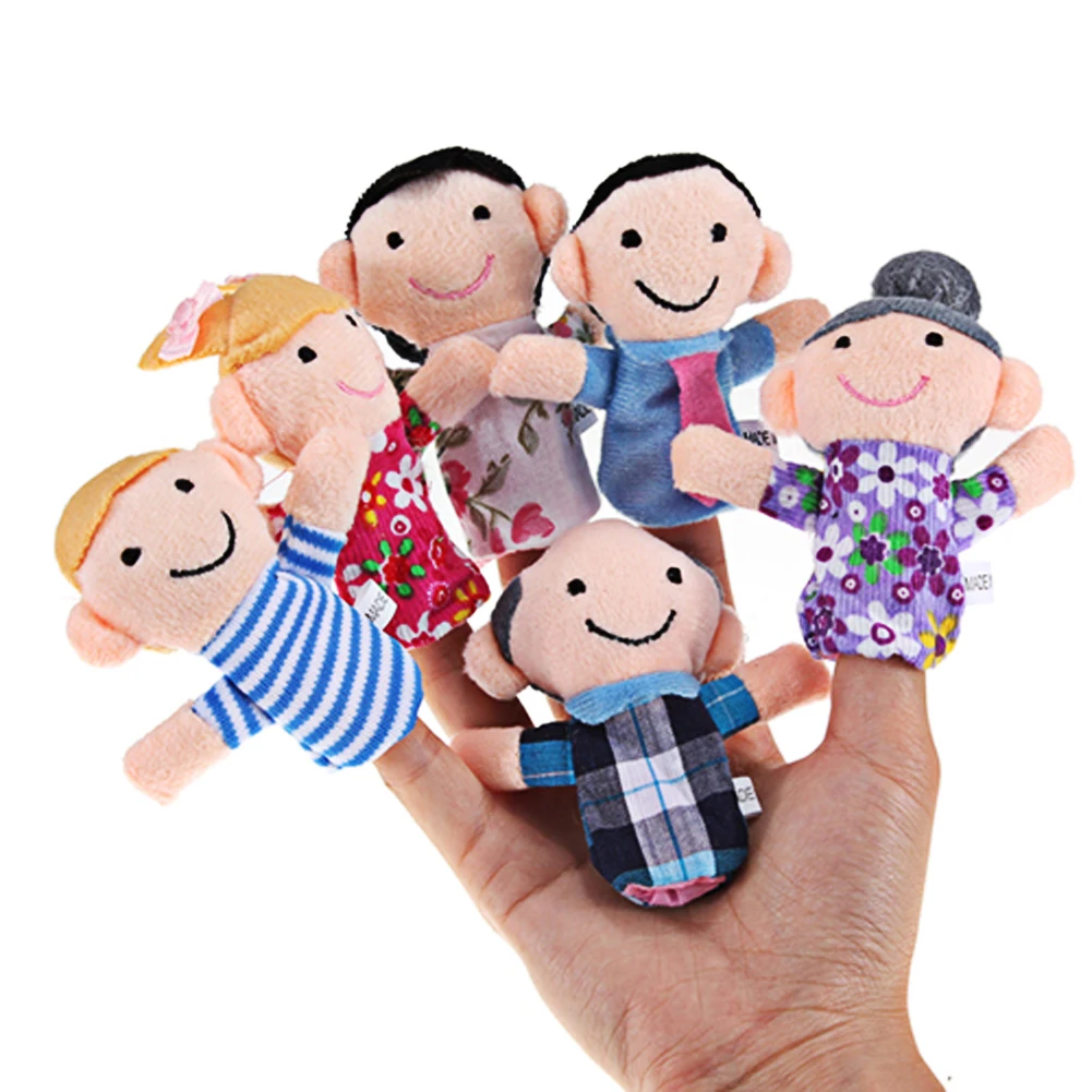 

6pcs/lot Family Finger Puppets Set Mini Plush Baby Toy Kids Finger Puppets Educational Story Hand Puppet Cloth Doll Plush Toys