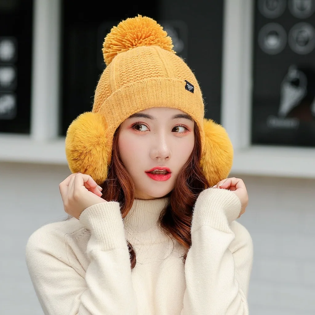 2019 зимняя вязаная шапка s для женщин теплая флисовая внутренняя шапочка девочек с