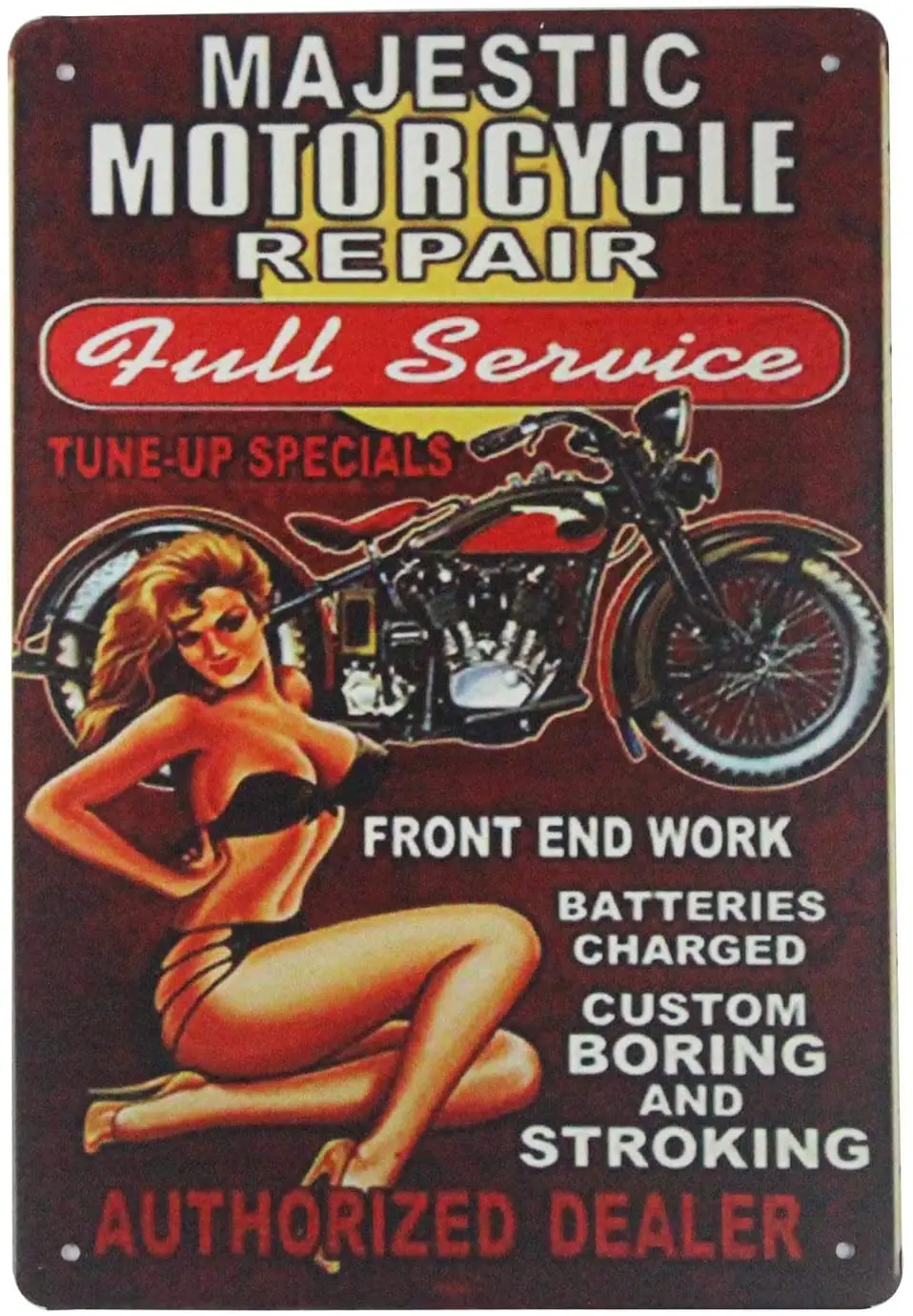 

EICOCO Majestic Motorcycle pin-up Sexy Girl (20x30cm) Retro Metal Tin Vintage Wall Art Sign
