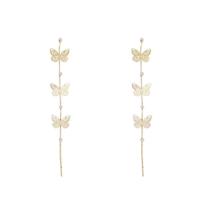 

South Korea new style web celebrity advanced sense ear is acted the role of ultra fairy hollow butterfly earrings with tassel