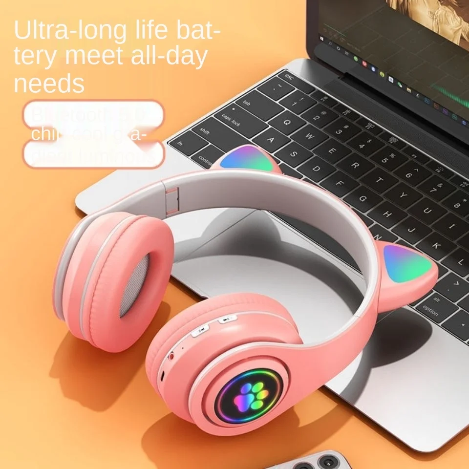 

Bluetooth люминесцентные кошачьи уши стерео сабвуфер многофункциональная гарнитура универсальная