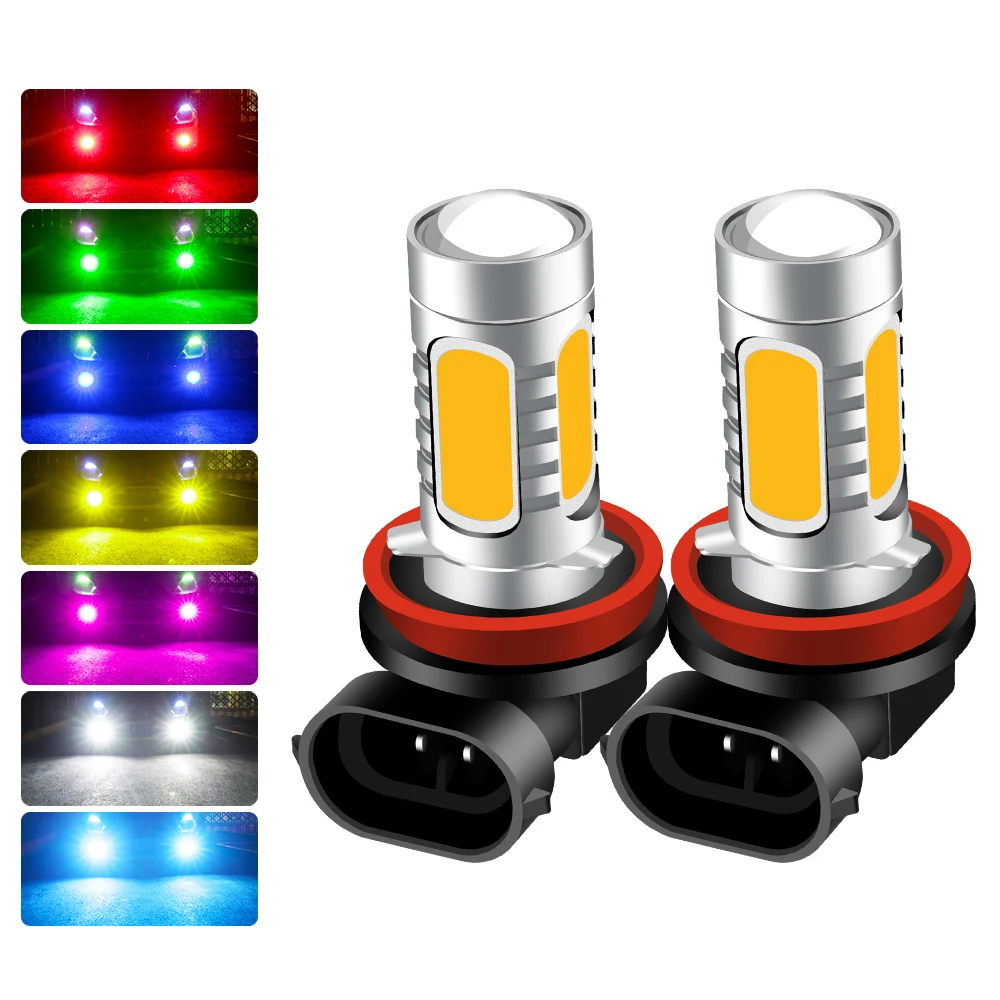 2 шт. светодиодные лампы для противотумансветильник фар H1 H3 H4 H7 H9 H11 COB H16 880 881 9005 9006