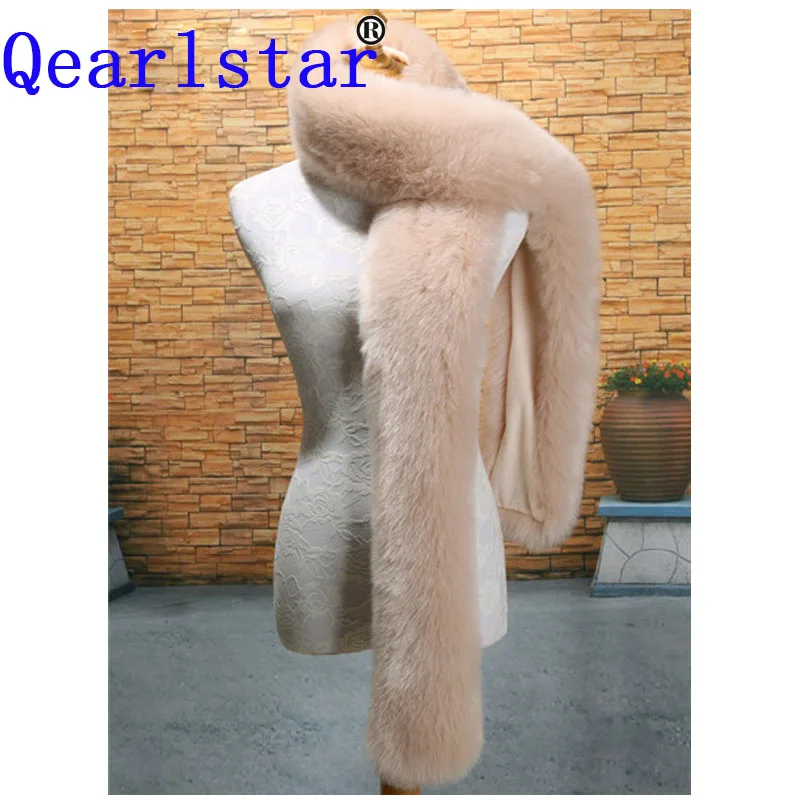 Qearlstar длинный воротник из искусственного меха шарф женская зимняя накидка енота