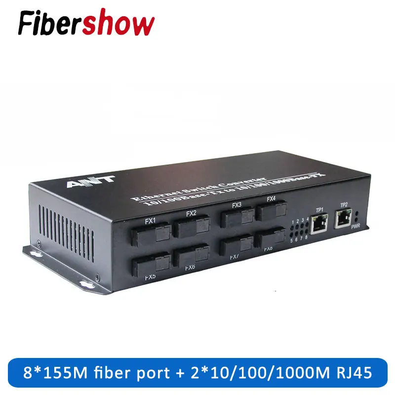 Оптоволоконный оптический коммутатор промышленный гигабитный Ethernet коммутатор 8 155 м волоконный порт 2 1000 м RJ45 одномодовый SC конвертер