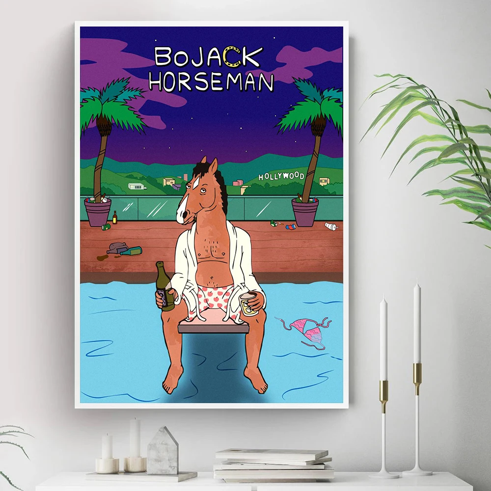 

Bojack Cover Color Print Poster David Hockney Horses Man Swimming Pool Canvas Painting Mural Art Abstract Pictures Bedroom Decor