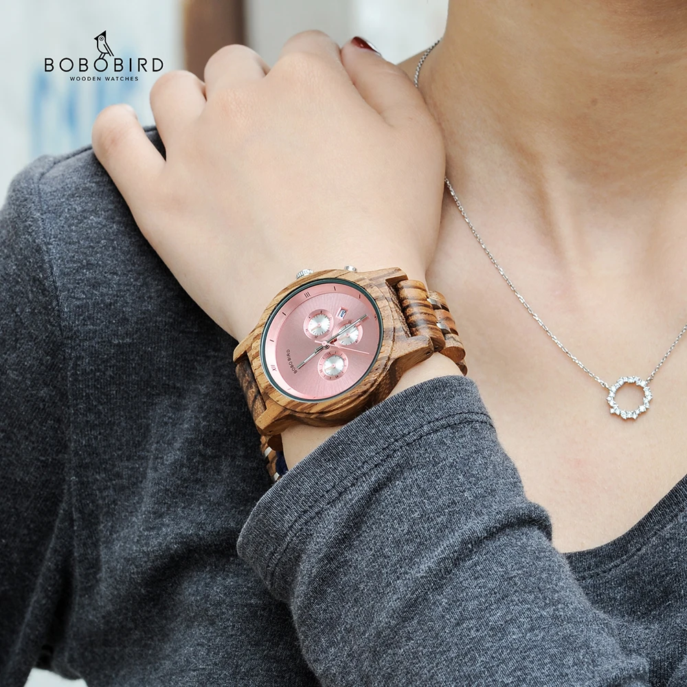 BOBO BIRD Relogio Feminino дропшиппинг женские часы дерево металл хронограф наручные часы настроить логотип подарочная коробка U-P18