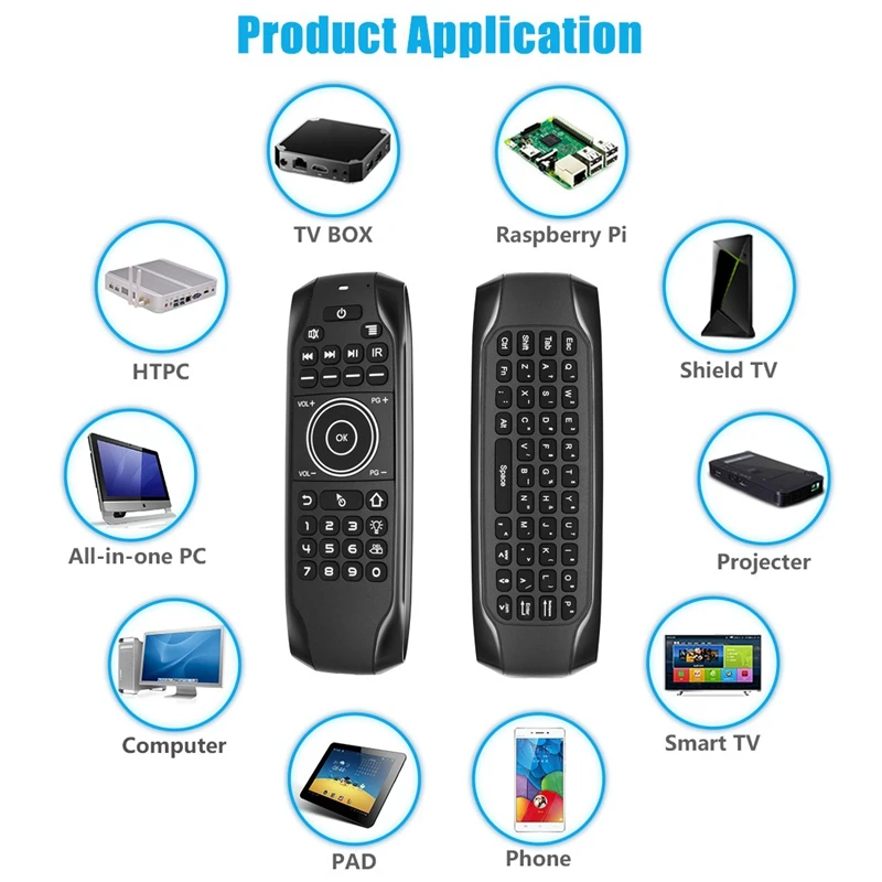 Bluetooth 5.0 Mini Keyboard G7BTS Gyroscope Backlit IR Learning Air Mouse Remote Control for Smart TV Box Laptop Tablet | Компьютеры и