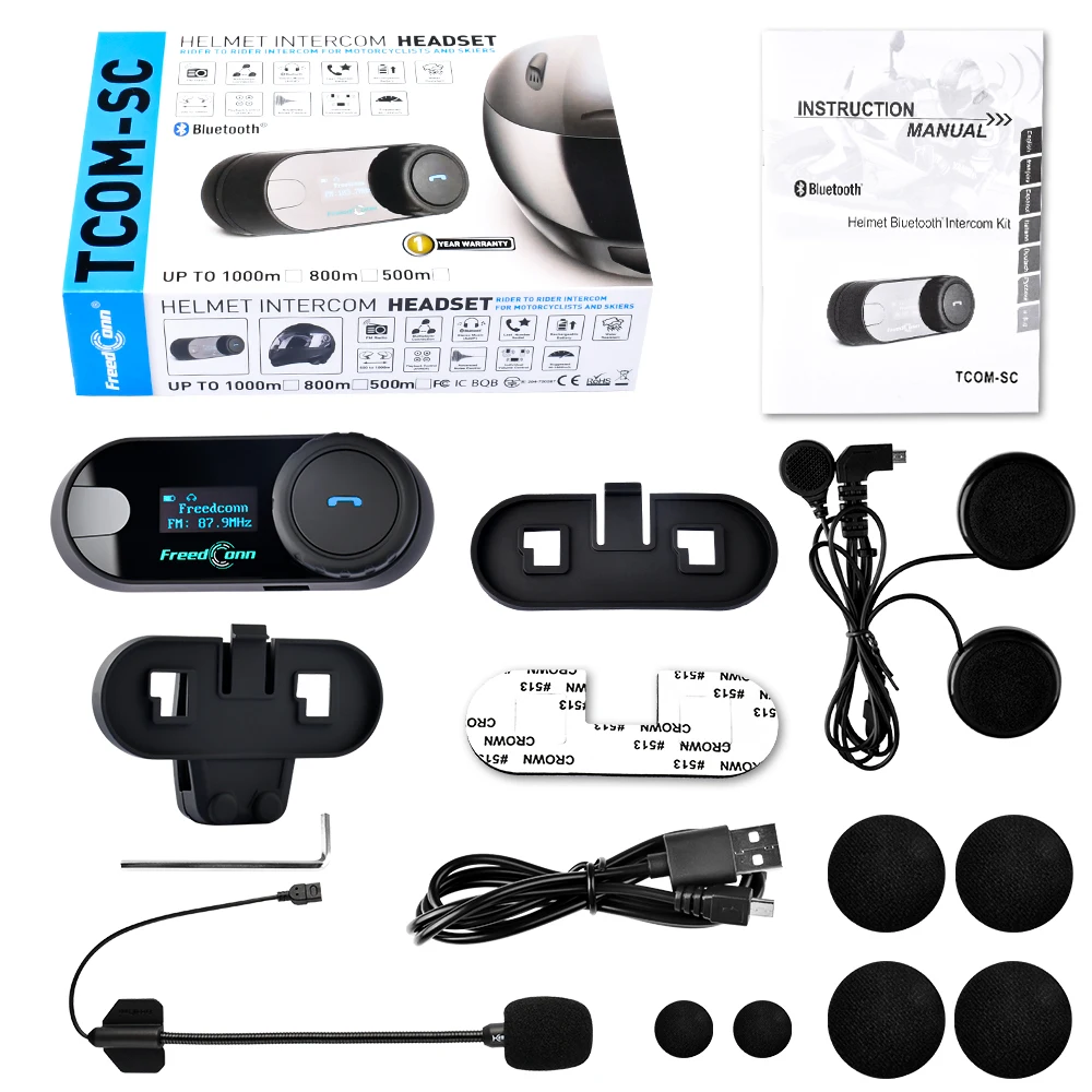 

FreedConn TCOM SC Helmet Intercom Motorcycle Helmet Bluetooth Headset LCD Display 2 In 1 Micphone Speaker FM Radio 2 Riders 800M