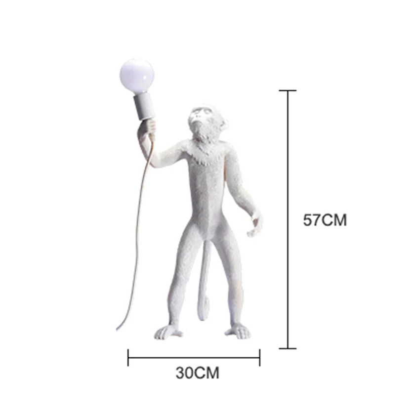 White floor lamp Современные светодиодные подвесные светильники из смолы, скандинавские светильники обезьяны, гостиной, спальни, подвесной светильник для ресторанов и баров, светильники для кухни - Цвет корпуса: White floor lamp