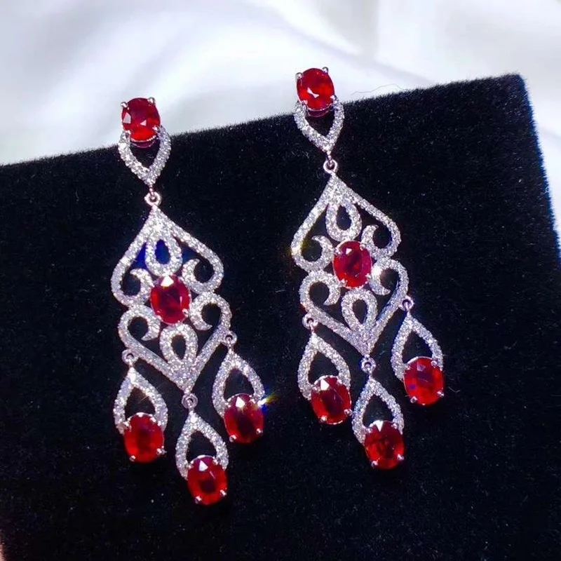 

New Ruby Stud Earrings 925 Silver Lady Stud Earrings Simple, Fresh and Cute
