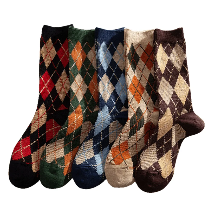 

5 Pairs/Lot Cotton Socks Women's Socks Fashion Lattice Cotton Preppy Style Casual Deodorant Socks Female High Quality Fashion
