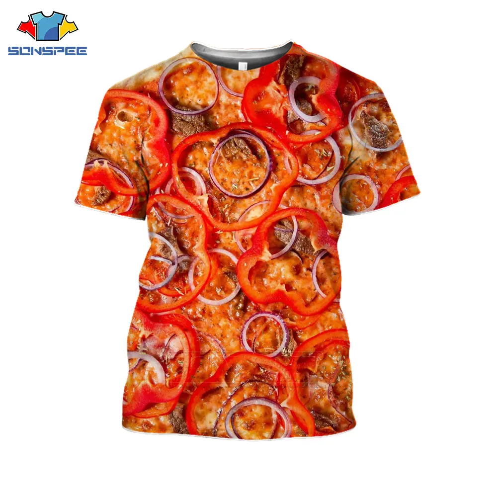 

Pizza T Shirt Summer New Men T-Shirts Women Bacon Clothes 3D Print Unisex Short Sleeve Hip Hop O Neck Tops Pullover C024