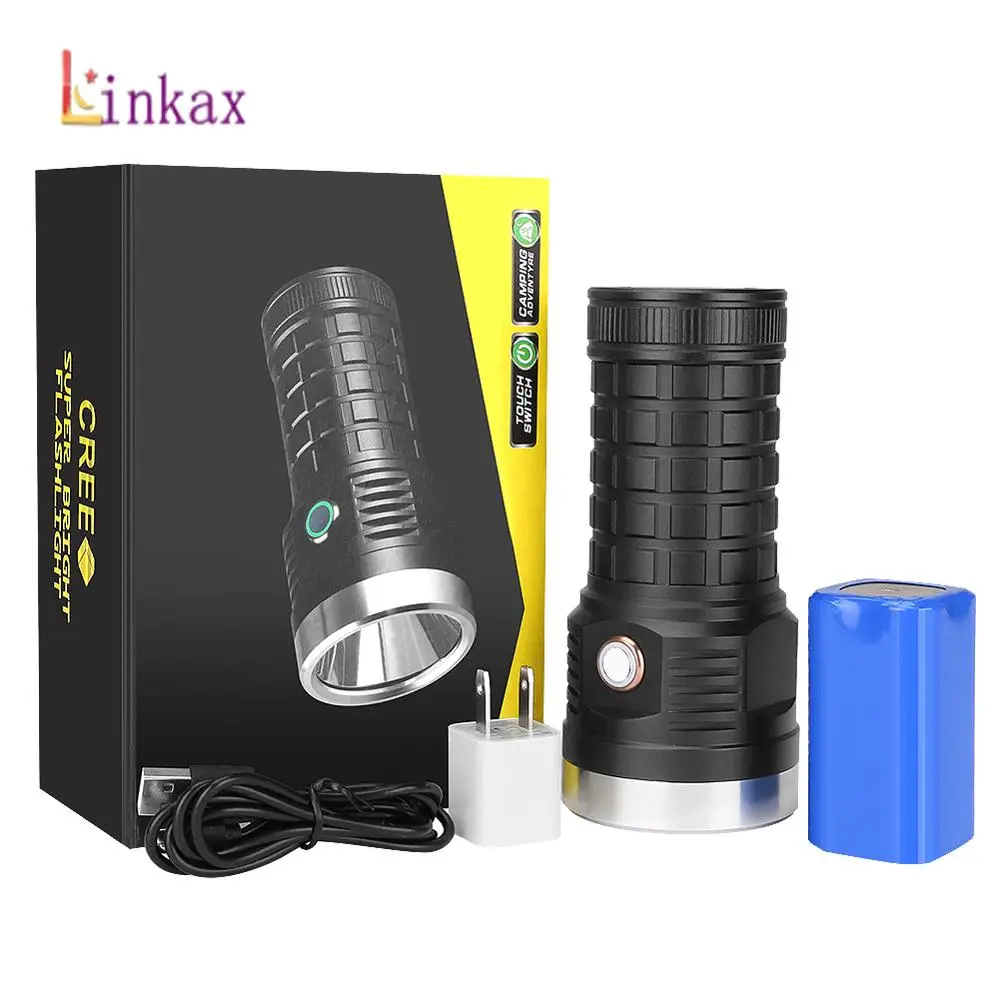 2000 мл светодиодный фонарик супер яркий USB Перезаряжаемый ручной рабочий свет для