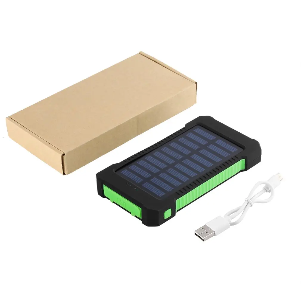30000 mah портативное солнечное зарядное устройство 30000 mah водонепроницаемый внешний аккумулятор резервного питания зарядное устройство для телефона светодиодный аккумулятор - Цвет: green