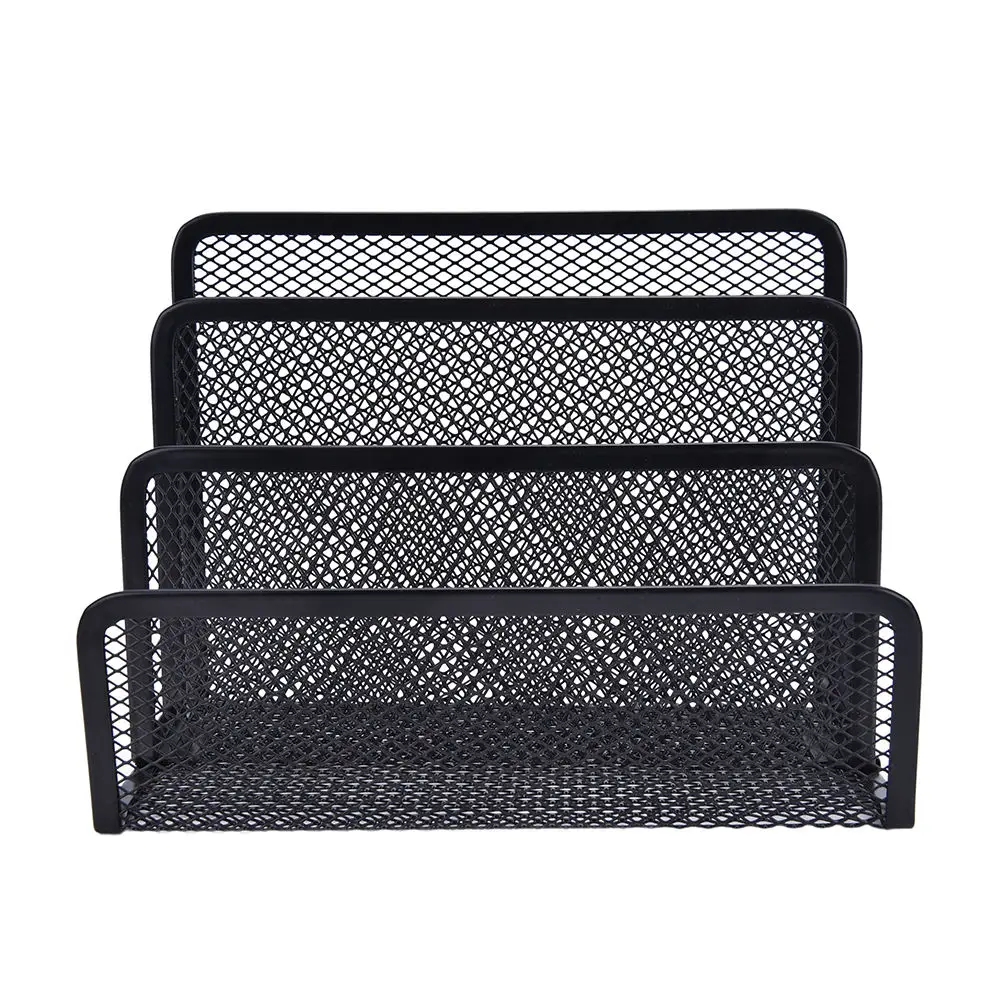 

Black Metal Mesh Right File Box Book Holder Bookends Desk Organizer Book Shelves Stationiery Supplies