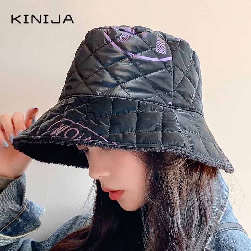 Зимняя женская кашемировая Теплая мужская шляпа Панама двусторонняя с плюшевой