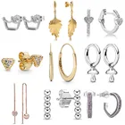 Женские серебряные серьги-гвоздики, золотистые блестящие серьги-гвоздики в форме гриба, дуба, короны, европейский стиль, ювелирные изделия