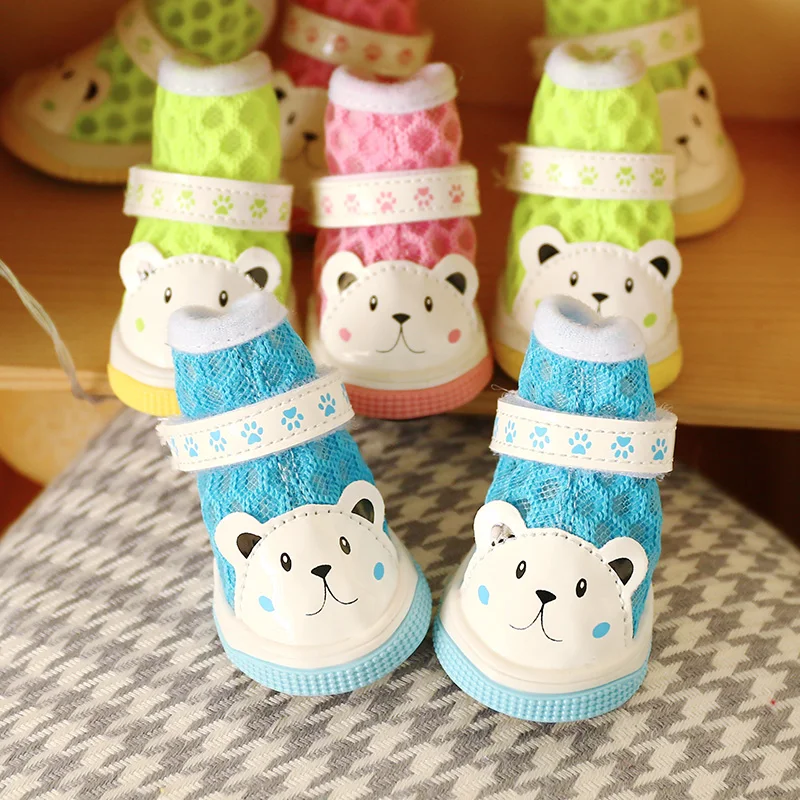 Милые летние сетчатые сапоги с медвежонком для собак весеннее домашнее животное