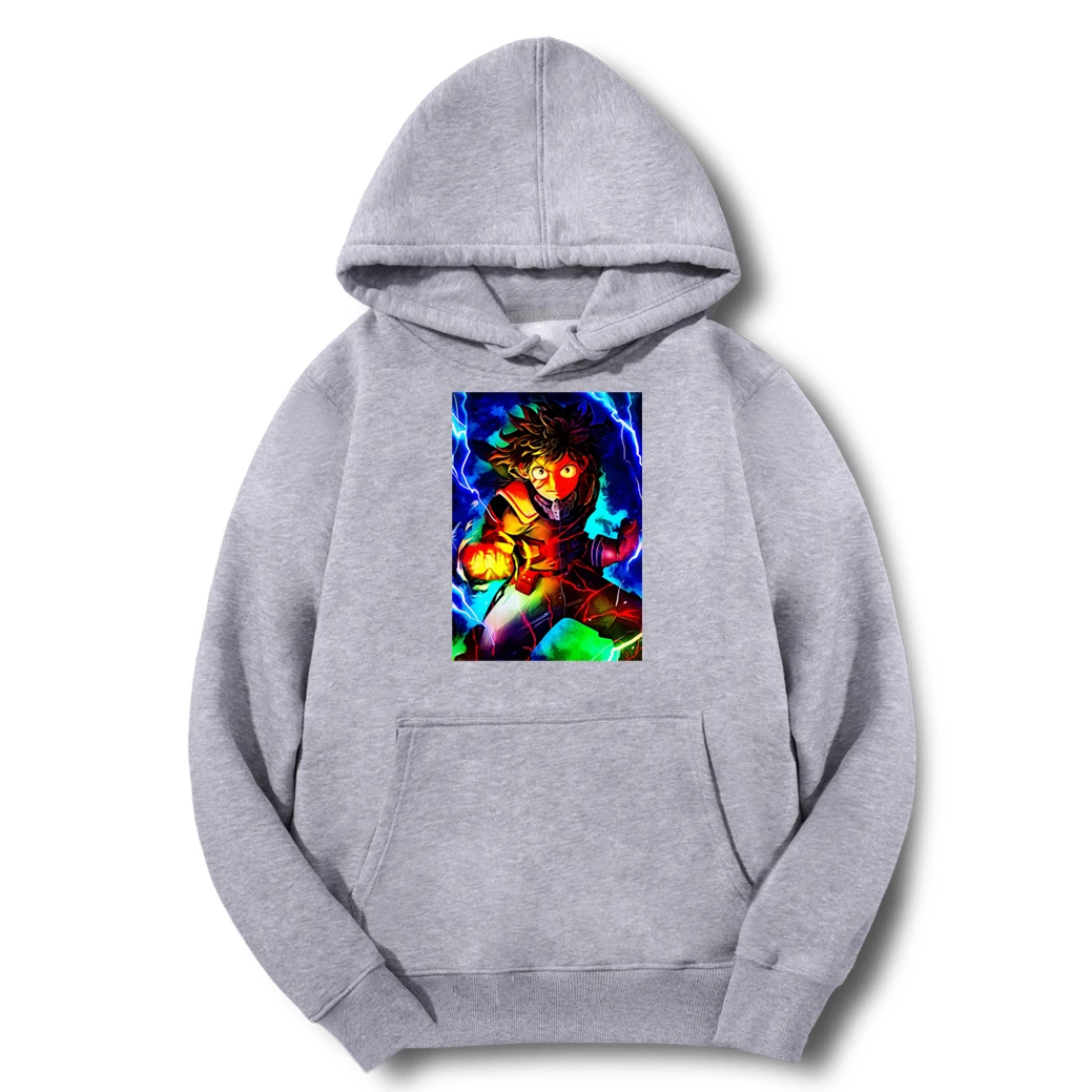 

My Hero Academia Deku Harajuku Bakugou Japan Anime Spring Men's Fleece Big Size Hoodies Sweatshirt Fitness Clothes Hip Hop Man