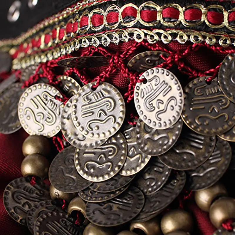 

Women Long Waistband Tribal Belt Dance Clothes Belly Dance Waist Chain Retro Color Ding Coppe
