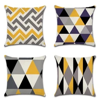 geometric triangle yellow gray line printing pillow case custom home decoration linen pillowcase car waist cushion cover
