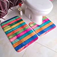 7 colors stripes bathroom non slip mat 2pcsset absorbent toilet mats pedestal rugs non slip carpet printed foot pads floor mat