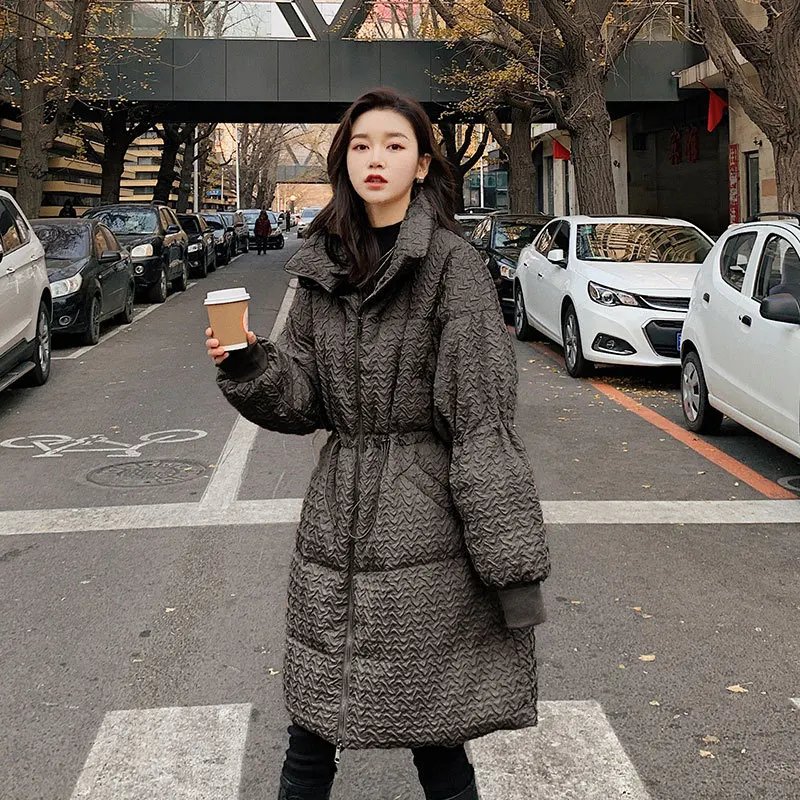 

Autumn/winter Korean mid-length cotton-padded jacket with waist waist, sweet and fashionable girlfriend cotton-padded jacket