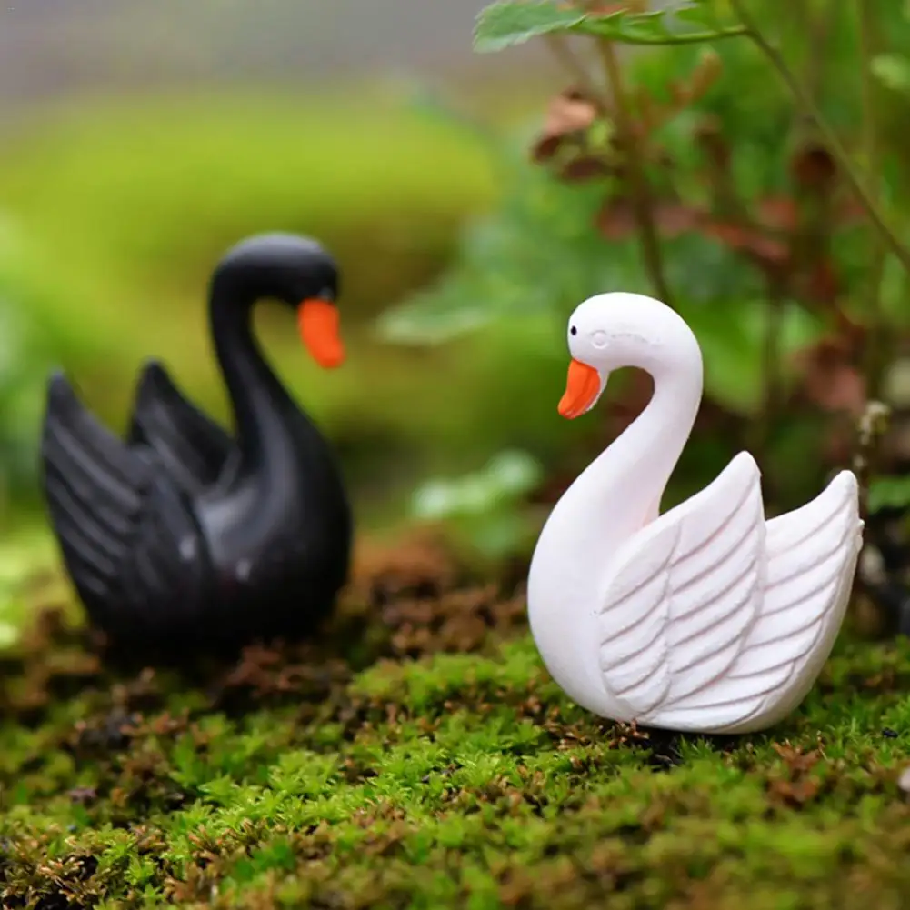 2 шт./лот Лебедь черный белый Cygnus озеро Модель маленькая статуя фигурка микро