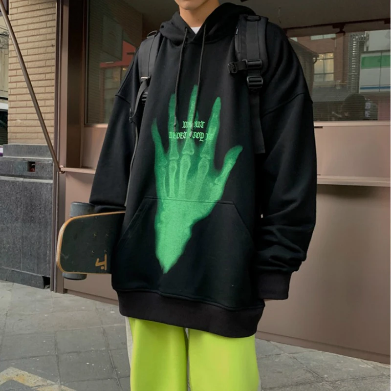 

Creative Print Men Hoodie Loose Harajuku Hooded Pullover Hip Hop Casual Mens Clothing Japanese Streetwear Couple Sweatshirts