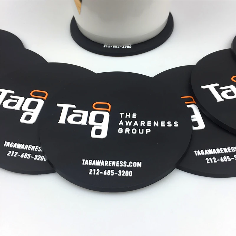 

Custom Printed Logo Promotion Gifts Cup Holder Soft Rubber Coaster sets Tableware Waterproof and Heat Insulation