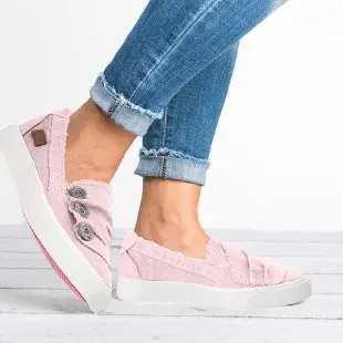 New Hot Style Plus Size Washed Denim Canvas Shoes Women Plus Size Flat Couple Shoes Young Wrinkle Metal Buckle Single Shoes 43