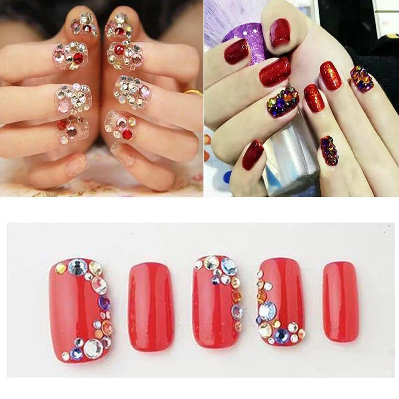 

Nail Rhinestones 3D Crystal Clear Nail Stones Gems Pearl DIY Nail Art Decorations Gold Silver Rivet Rhines Irregular Flakes