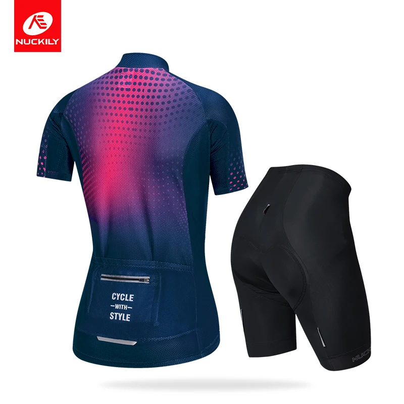 Новая женская велосипедная футболка Nuckily комплект с коротким рукавом летняя