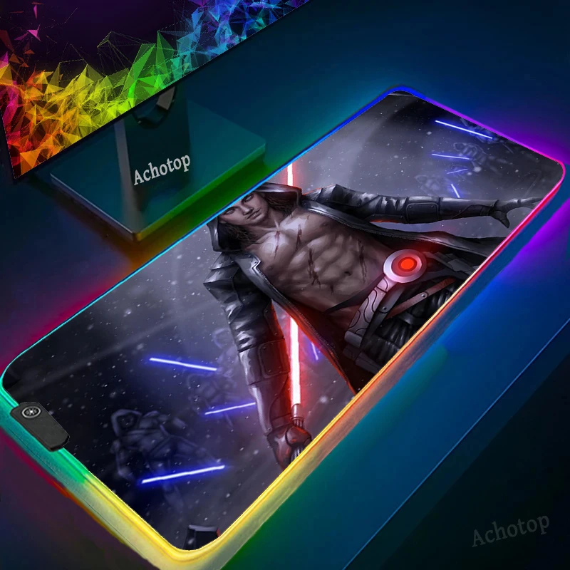 

Pads Moive Wars War Mouse Pad Light Computer RGB Backlit Large Non-slip soft Rubber Mouspad XXL for Desk Keyboard LED Mice Mat