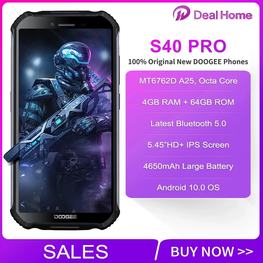 Смартфон Doogee S40 Pro MT6762D A25 4 + 64 ГБ 13 МП NFC 5 45 дюйма HD IPS Android 10 0|Смартфоны| |