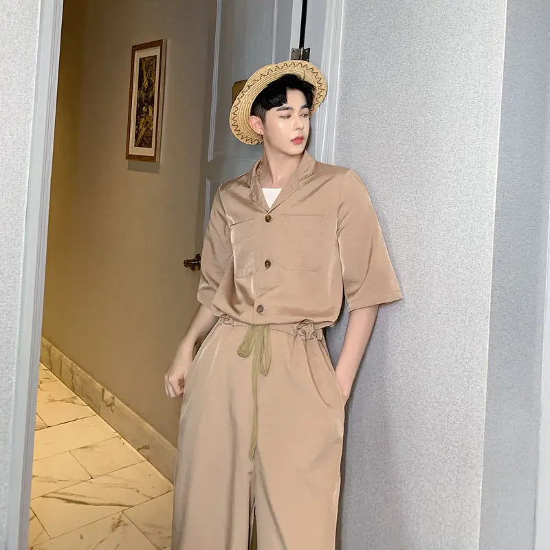 Комбинезон с завышенной талией свободные широкие в ноге штаны модный спортивный