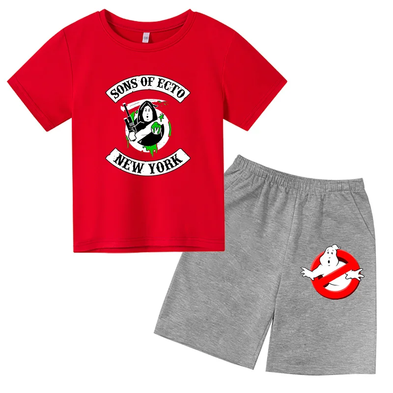 

Summer Baby Boys Girls Cartoon Ghostbusters T Shirt + Shorts Set Clothes Kids Cute Cartoon 2pcs Cotton Clothing Sets