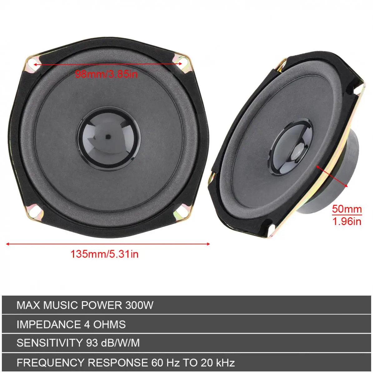 Высокочувствительный автомобильный коаксиальный динамик 5 дюймов 300 Вт s