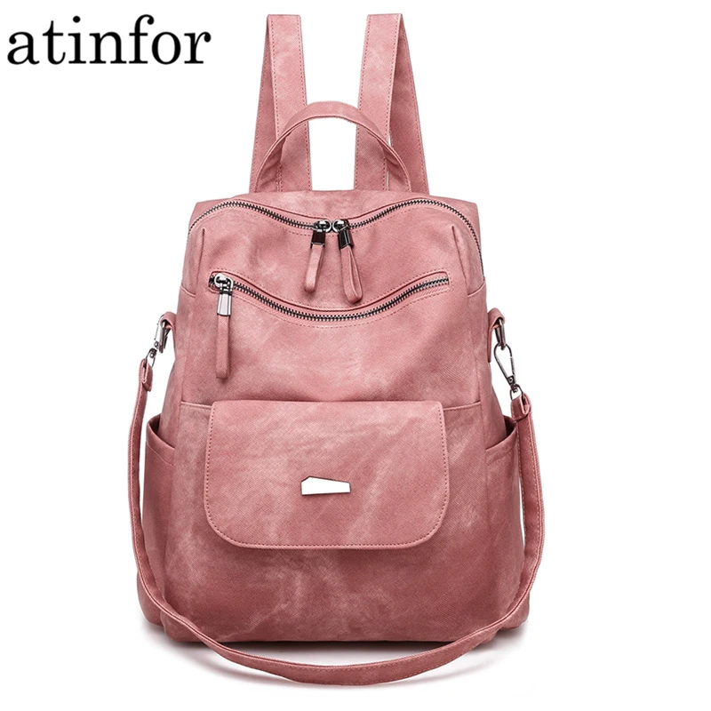 Женский рюкзак с защитой от кражи atinfor повседневный из искусственной кожи в стиле