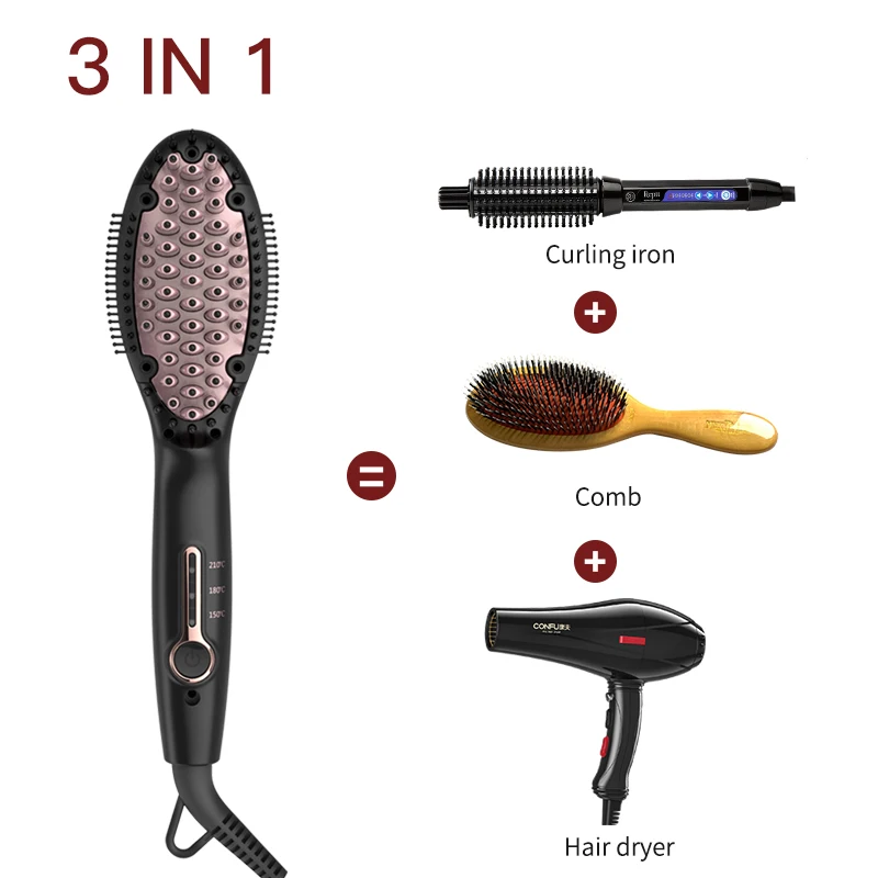 Щетка для выпрямления волос с горячим воздухом плоский утюжок расческа горячего