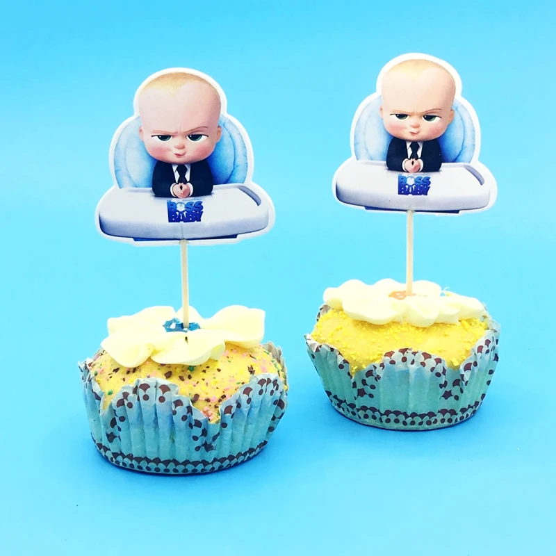 720 шт. кавайный маленький босс мальчик босс Капкейк с надписью «Baby» Топпер фруктовый торт топперы карта вставляется зубочистка Флаг Дети День Рождения Декор