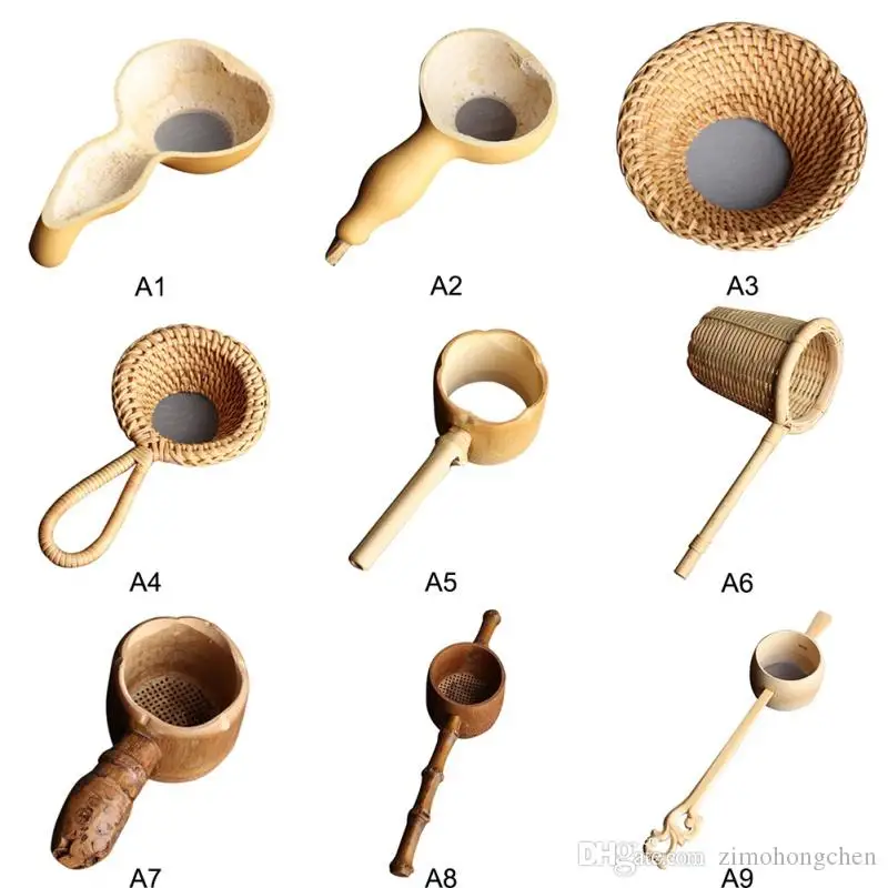 

5pic/set Bamboo Rattan Gourd Shaped Leaves Funnel Teaism Decorative Tea Strainers for Tea Table Decor Tea Ceremony Accessories