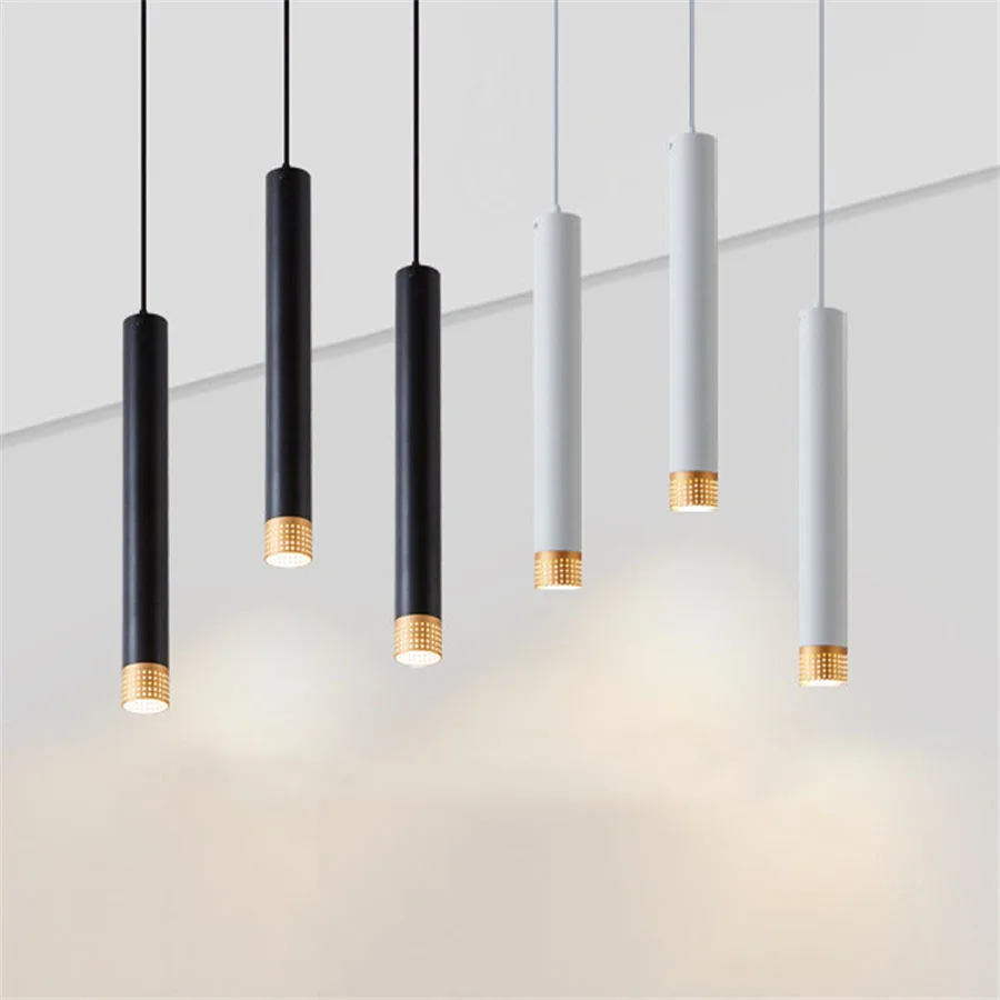 

Thrisdar Long Tube Led Pendant Lamp Kitchen Island Dining Room Shop Bar Hanging Light Cylinder Pipe Counter Pendant Light