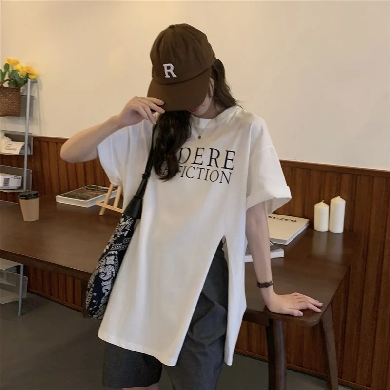 Футболка меньшего сорта Тибетский синий Свободный Топ средней длины с коротким