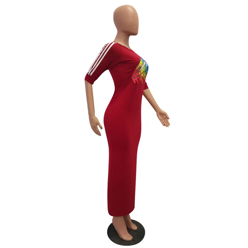 Повседневное Для женщин Bodycon платье летние модные разноцветные радужные губы офсетная печать обхват талии, обхват бедер, ужин платья для Для женщин vestidos mujer
