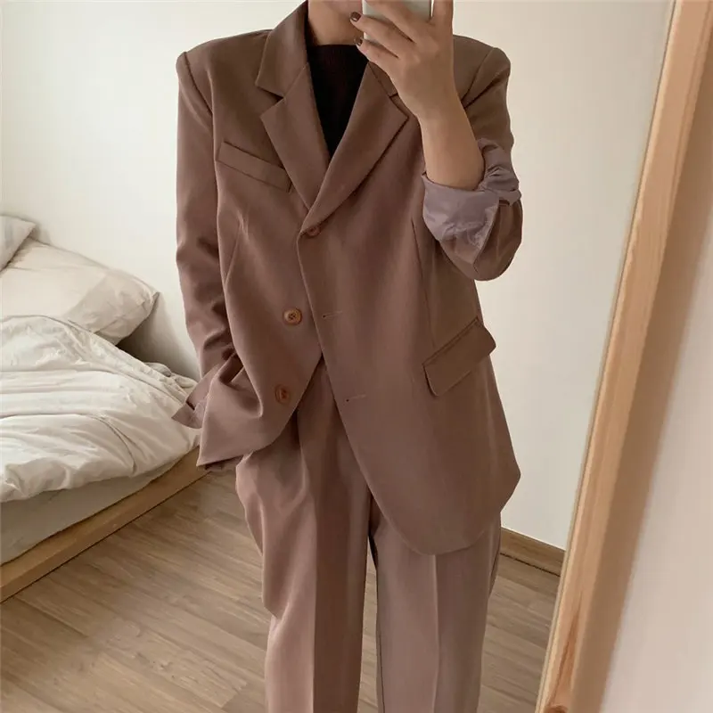 Корейский стиль 2020 Женские однотонные офисные повседневные блейзеры HziriP +