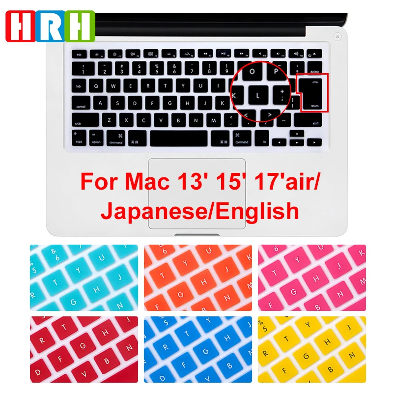 Купи HRH Oil-proof Durable Sim Silicone English Keyboard Cover Skin Protector for Macbook Air Pro Retina 13" 15" 17" Japanese Version за 239 рублей в магазине AliExpress